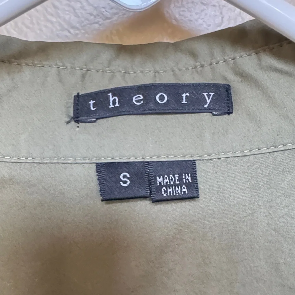 Theory Olive Button Down Shirt size small good condition - Picture 2 of 5